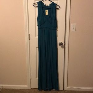 Teal V-Neck Maxi Dress